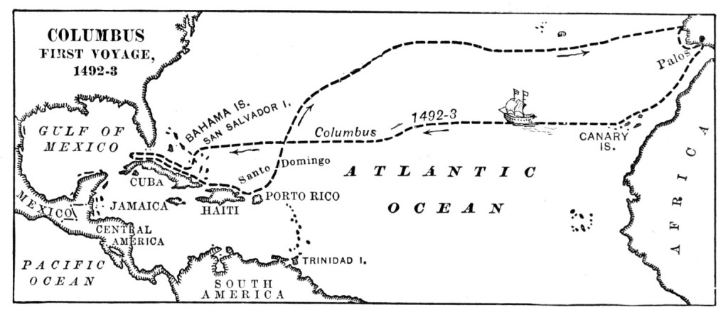 The First Voyage of Columbus, and places of interest in connection with his Later
Voyages.