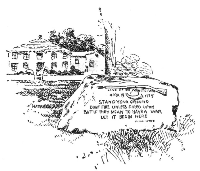 Stone in Front of the Harrington House, Lexington,
Marking the Line of the Minute-Men.