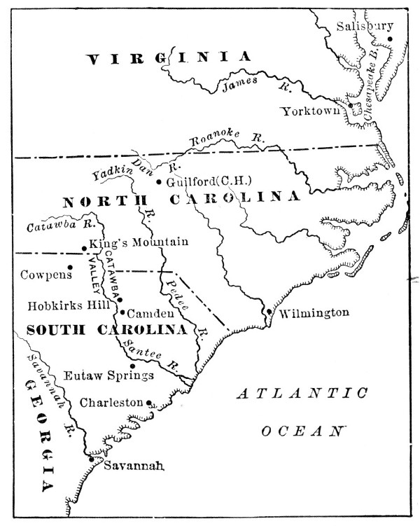 Map Showing the War in the South.
