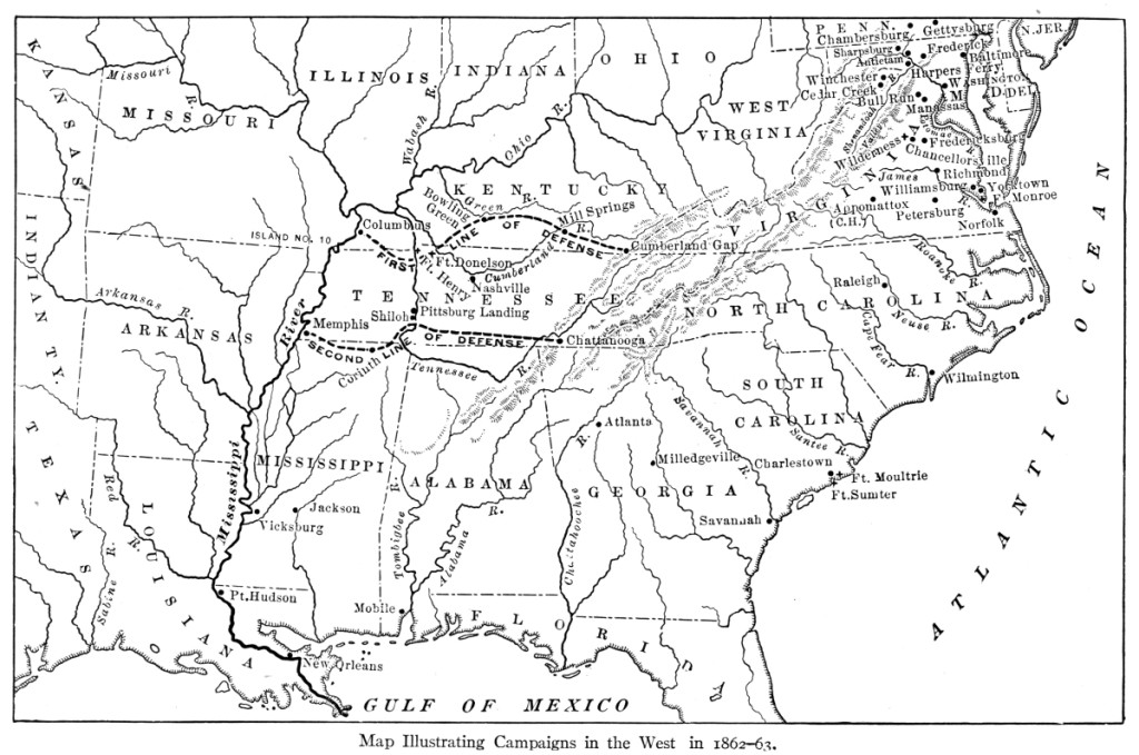 Map Illustrating Campaigns in the West in 1862-63.