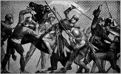 Gevangenneming van Jeanne d' Arc bij Compigne.--Naar een muurschildering van Lenepveu in het Panthon.