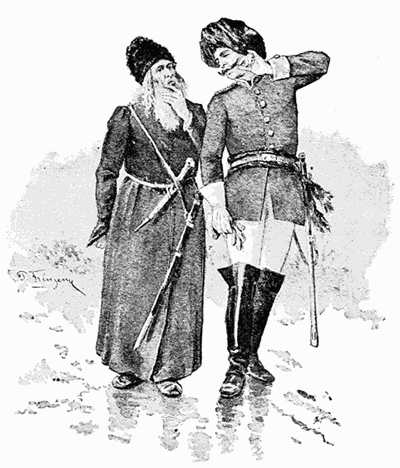 "THEN I HEARD AN OLD, GRIZZLED, LONG-HAIRED, CENTRAL ASIAN
CHIEF ASKING QUESTIONS OF A NATIVE OFFICER."