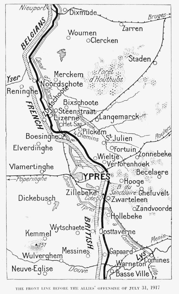 THE FRONT LINE BEFORE THE ALLIES' OFFENSIVE OF JULY 31, 1917