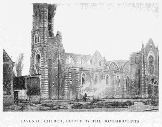 LAVENTIE CHURCH, RUINED BY THE BOMBARDMENTS