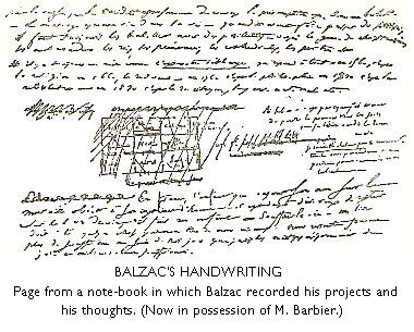 Page from a note-book in which Balzac recorded his projects and his thoughts.