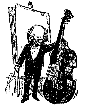 Mr. Punch with string instrument