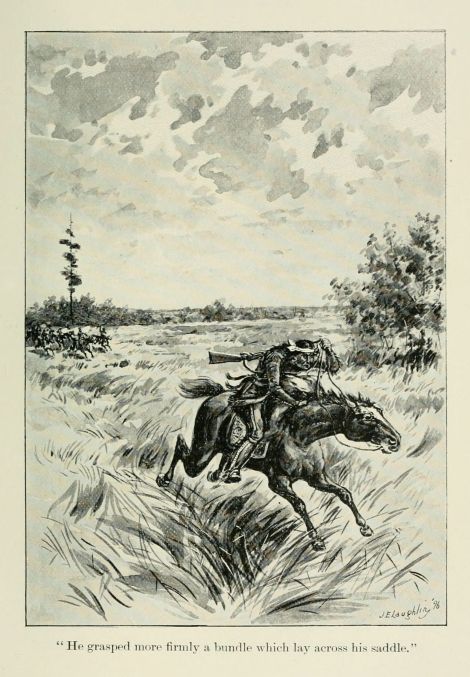 "He grasped mure firmly a bundle which lay across his saddle."