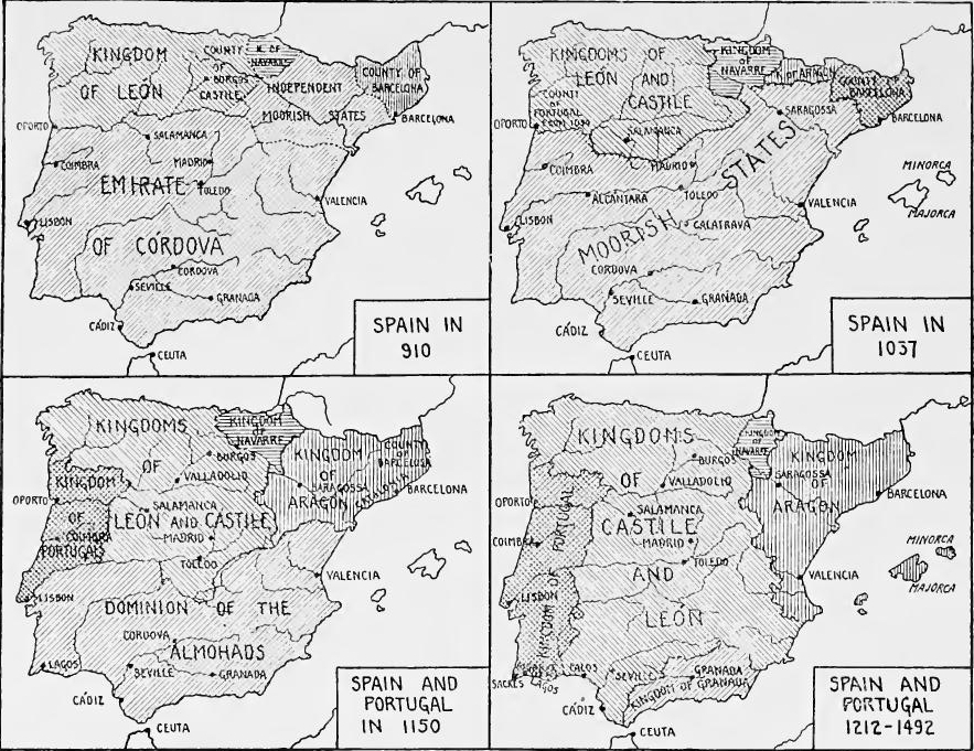 The Unification of Spain. (Based on Maps in Shepherd,
W.R., Historical Atlas, pp. 82-83.).