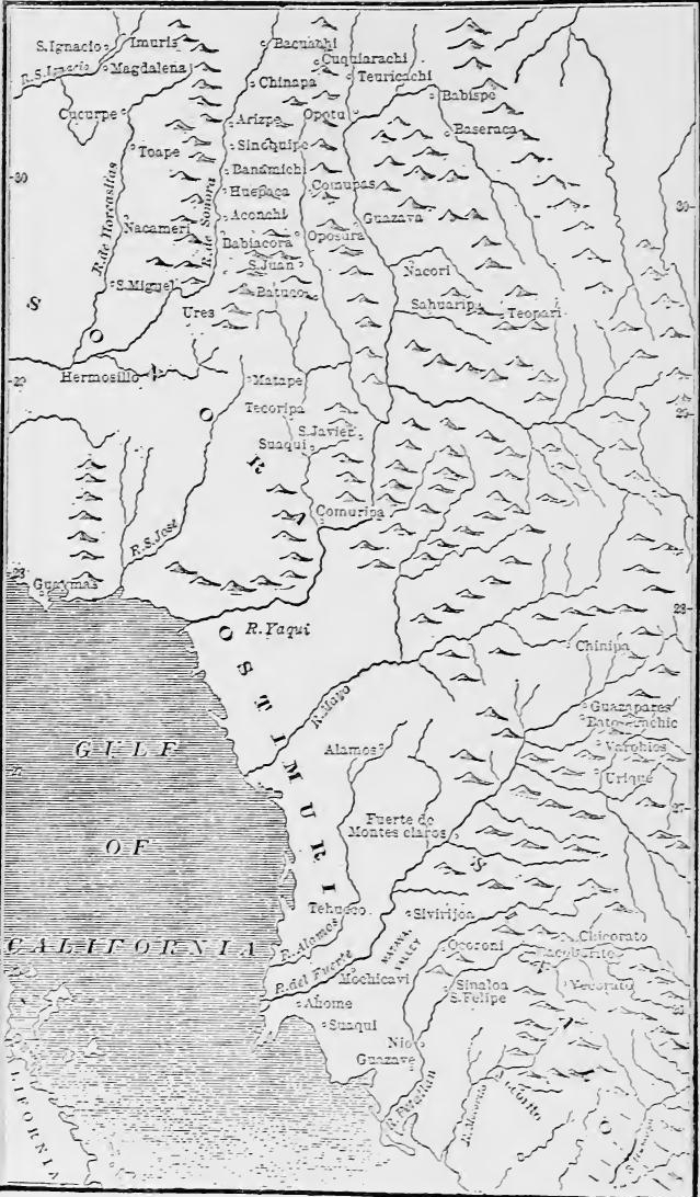 Sinaloa and Sonora in the Seventeenth Century (From
Bancroft, North Mexican States and Texas, 1208).