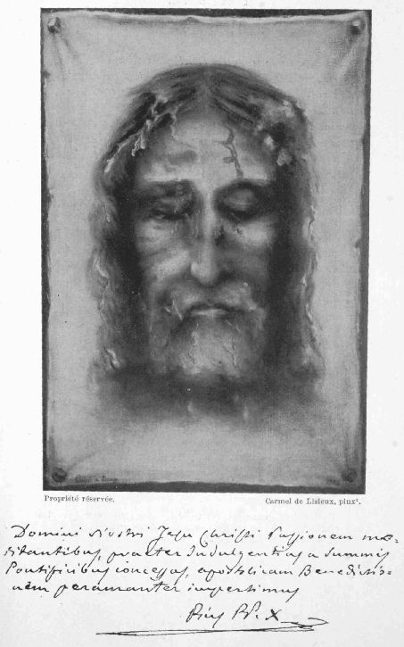 LA SAINTE FACE

DE NOTRE-SEIGNEUR JÉSUS-CHRIST

(D'après le Saint Suaire de Turin.)

Propriété réservée.

Carmel de Lisieux, pinx1.