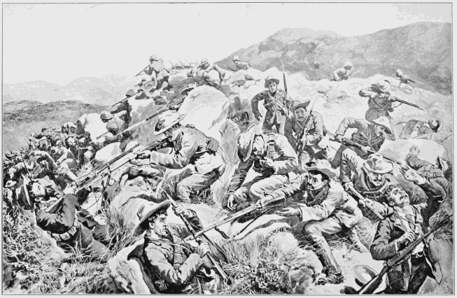 WITH GENERAL FRENCH: NEW ZEALANDERS SAVING A PICKET OF THE YORKSHIRE REGIMENT NEAR
SLINGERSFONTEIN ON JANUARY 15.