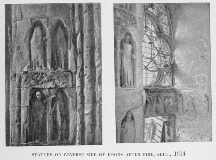 STATUES ON REVERSE SIDE OF DOORS AFTER FIRE, SEPT., 1914