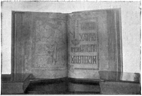 THE GOSPELS OF ST. CHAD, IN THE LIBRARY.
