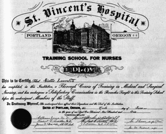 Fac-simile of the Diploma I Received from St. Vincent's
Hospital.