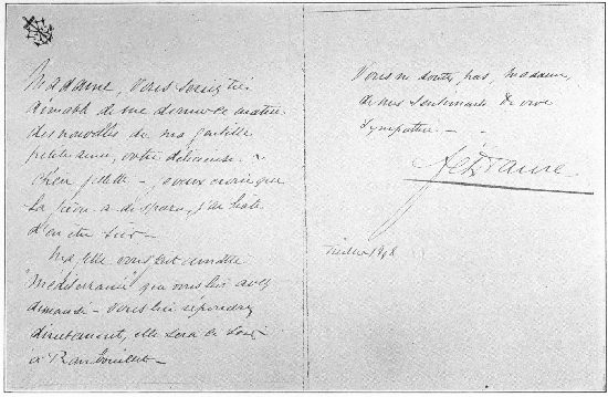 A LETTER FROM FELIX FAURE TO MME. STEINHEIL