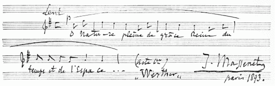 FACSIMILE OF AUTOGRAPH SCORE OF "WERTHER"