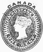 One cent envelope stamp design, 1898.