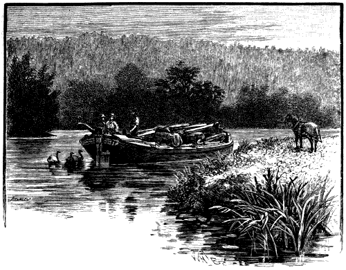 Barge, swans and horse near Medenham