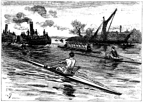 Sculling race with piloting eight-oars