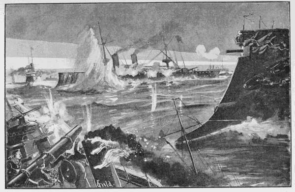 SINKING OF H.M.S. "AURORA" BY A TORPEDO: "THE CRUISER ROSE AS IF SHE HAD RIDDEN OVER A VOLCANO."