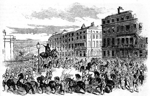 From the "Illustrated London News." THE GRAND PROCESSION
OF THE STATUE—TURNING FROM PARK LANE.