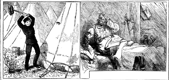 An ensign who thought he would wake up another ensign for a
lark—But he mistook the tent.

From the "Graphic."—By A. C. Corbould.

SELECTED BY MR. LOUIS WAIN.