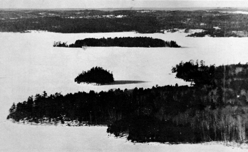 Figure 3.—Ridges, islands, swamps, and bays are part of the variable topography
in the Superior National Forest. (Photo courtesy of L. D. Mech.)