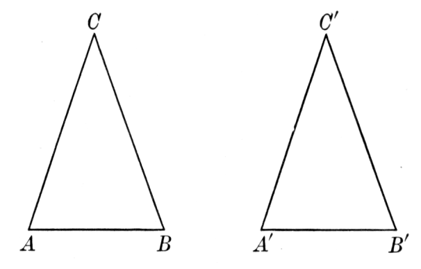Given the triangle ABC, with the angle A equal to the angle B.