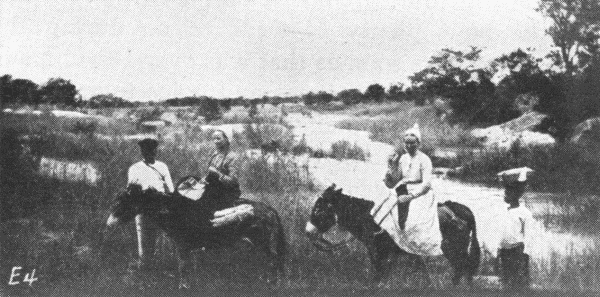 Sisters Engle Crossing the Tuli River in the Matopo
Hills.