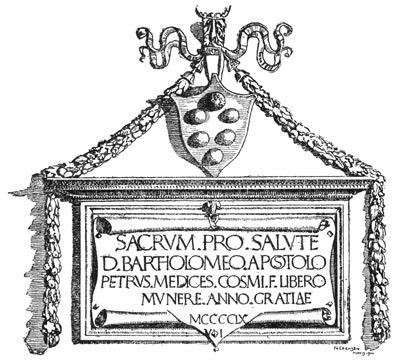 ARMS OF THE MEDICI FROM THE BADIA AT FIESOLE.