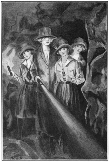 Mrs. Vernon turned the flashlight over the ground about them (Frontispiece)