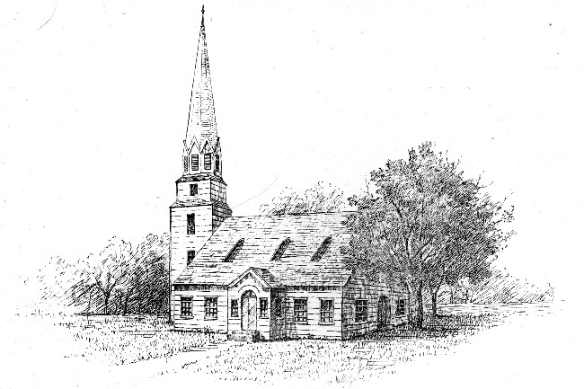 Painted by
MISS EMMA H. VAN PELT.
From Pen and Ink Sketch by MISS S. HOWELL.
ORIGINAL FIRST PRESBYTERIAN CHURCH, 1738.
