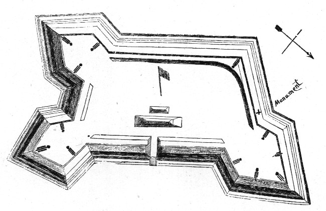 PLAN OF FORT NONSENSE.

FROM PEN AND INK SKETCH BY MAJOR J. P. FARLEY, U. S. A.