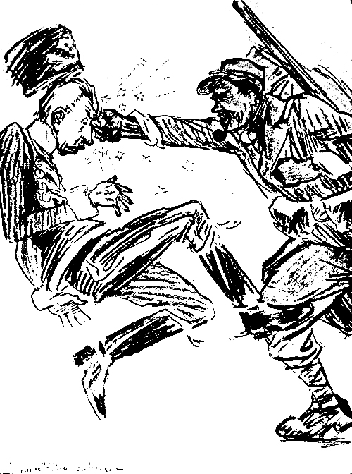 The German Crown Prince being punched by an Allied soldier.
