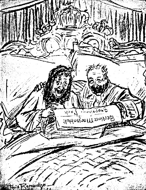 The Kaiser reading the newspaper in bed