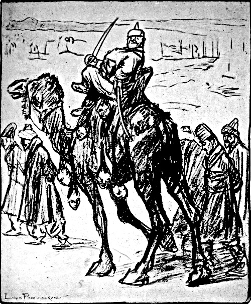Field Marshal Baron von der Goltz riding on a camel