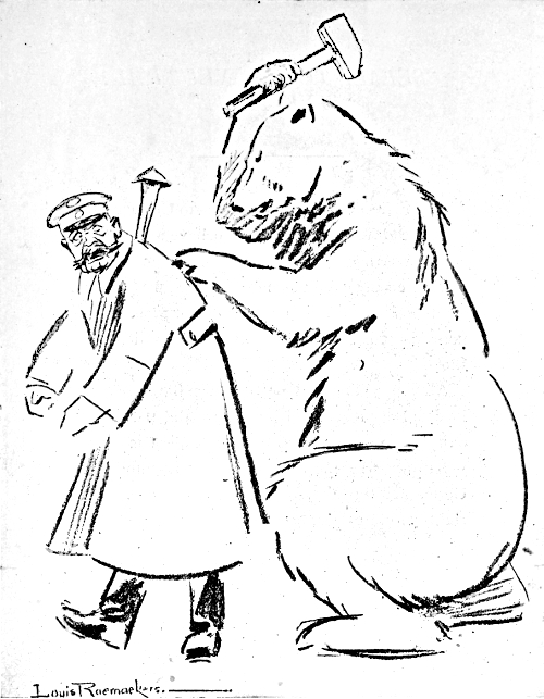 A bear pounding a nail into Hindenburg