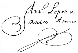 Signature of Lopez de Santa Anna