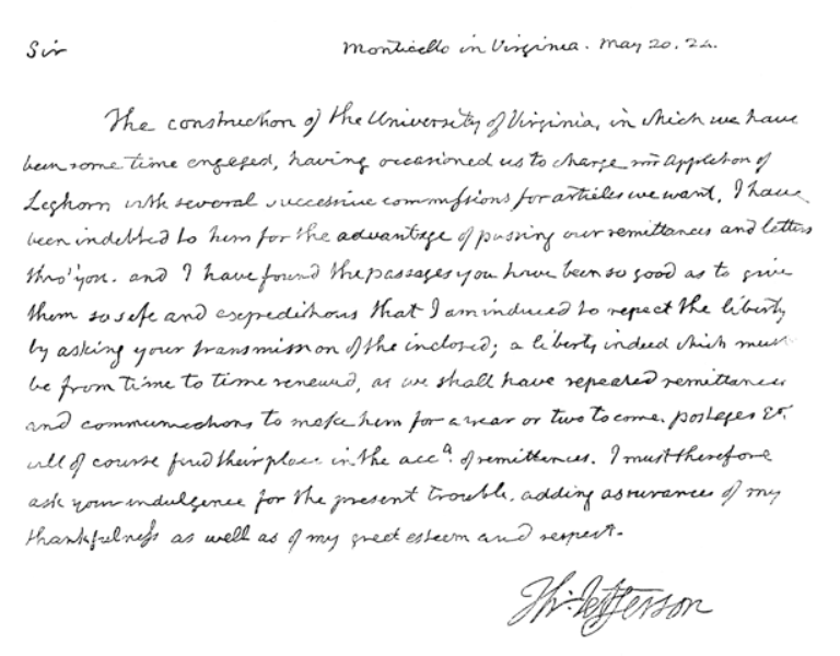 Jefferson fac-simile of letter