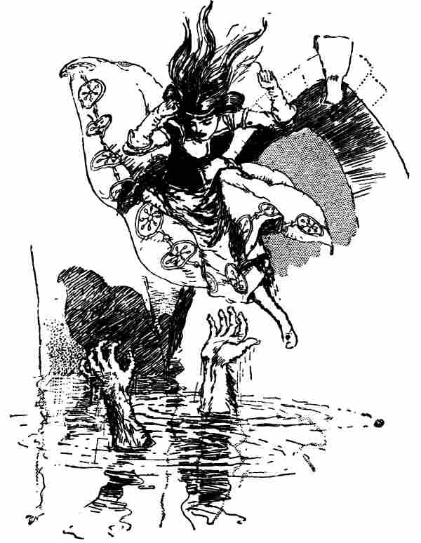 "A GREAT PAIR OF HAIRY ARMS CAUGHT AND DREW
HER UNDER"