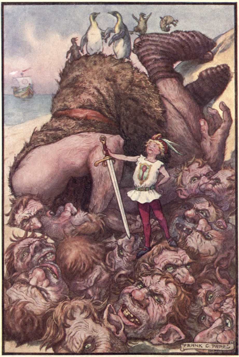 "Lillekort with his magic sword struck off the fifteen heads
at one blow."