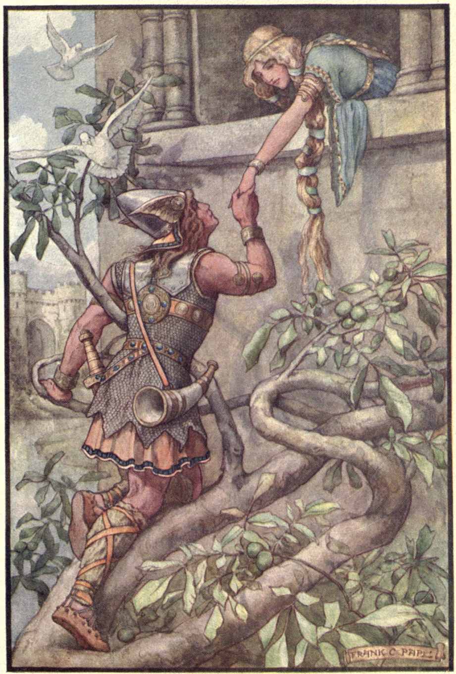 "Now he could reach up and touch Swanhild's hands."
