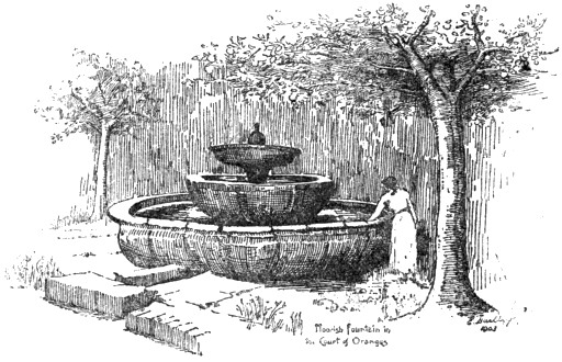 Moorish fountain in the Court of Oranges
