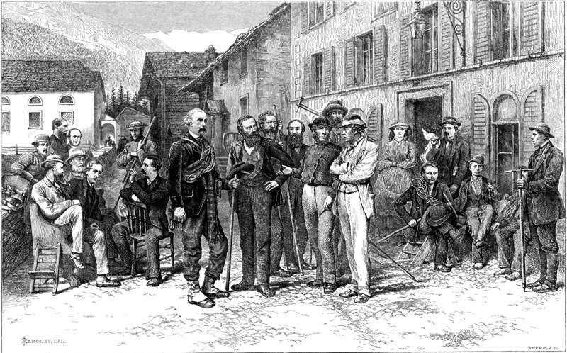Illustration: The club-room of Zermatt, in 1864