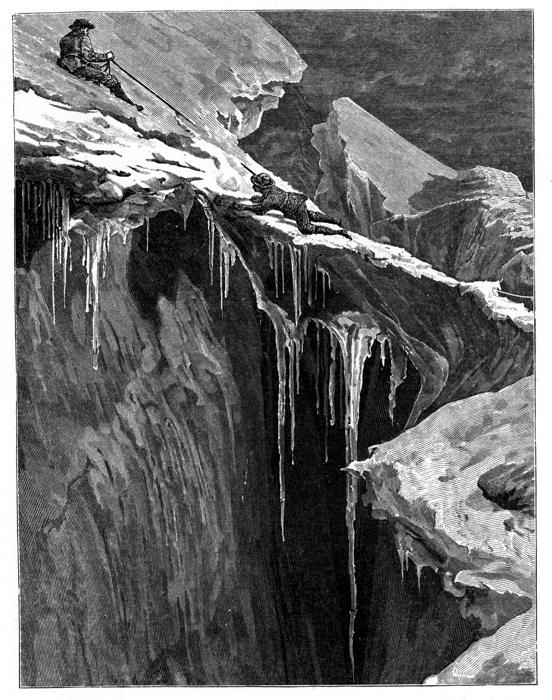 Illustration: The bergschrund on the Dent Blanche in 1865