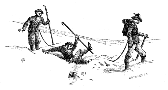 Illustration: The wrong way to use a rope on glacier