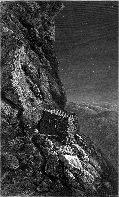 Illustration: The hut on the Eastern face (Zermatt side) of the Matterhorn