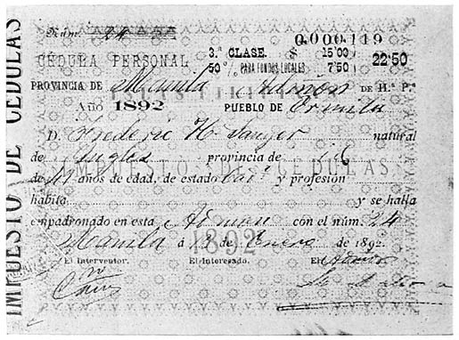 Reduced Fac-simile of the Document of Identity of the Author, Showing the Amount Paid Annually as Poll-tax, $22.50.