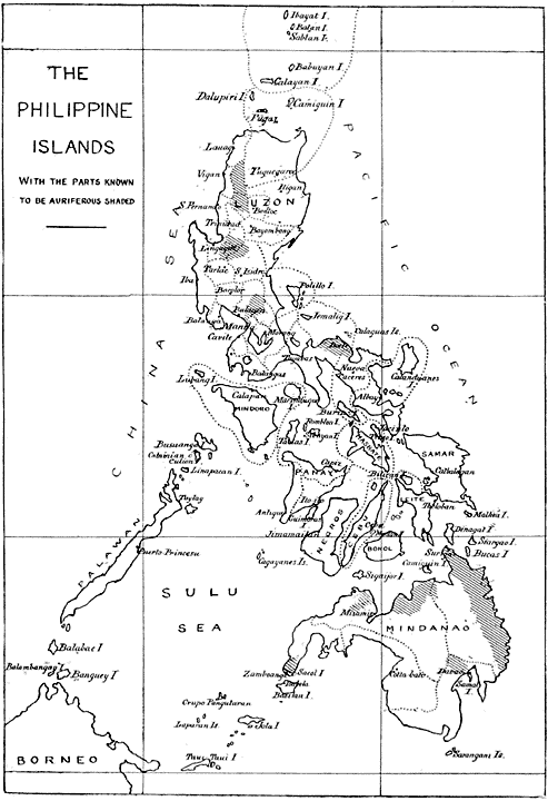The Philippine Islands with the Parts Known to be Auriferous Shaded