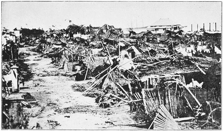 Suburb of Malate after a typhoon, October, 1882, when 13 ships were driven ashore.